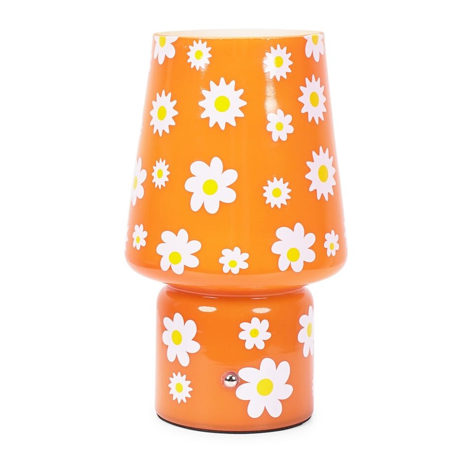 image 1 of ValueLights Hanya Flower Glass Rechargeable LED Portable Table Lamp | Orange