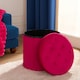 image 2 of OHS Matte Velvet Soft Round Foldable Footstool Seat Storage Organiser Ottoman Pink | Bright Pink