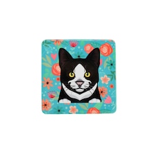 Mulberry Designs Pet Coaster Cat Flowers Black & White