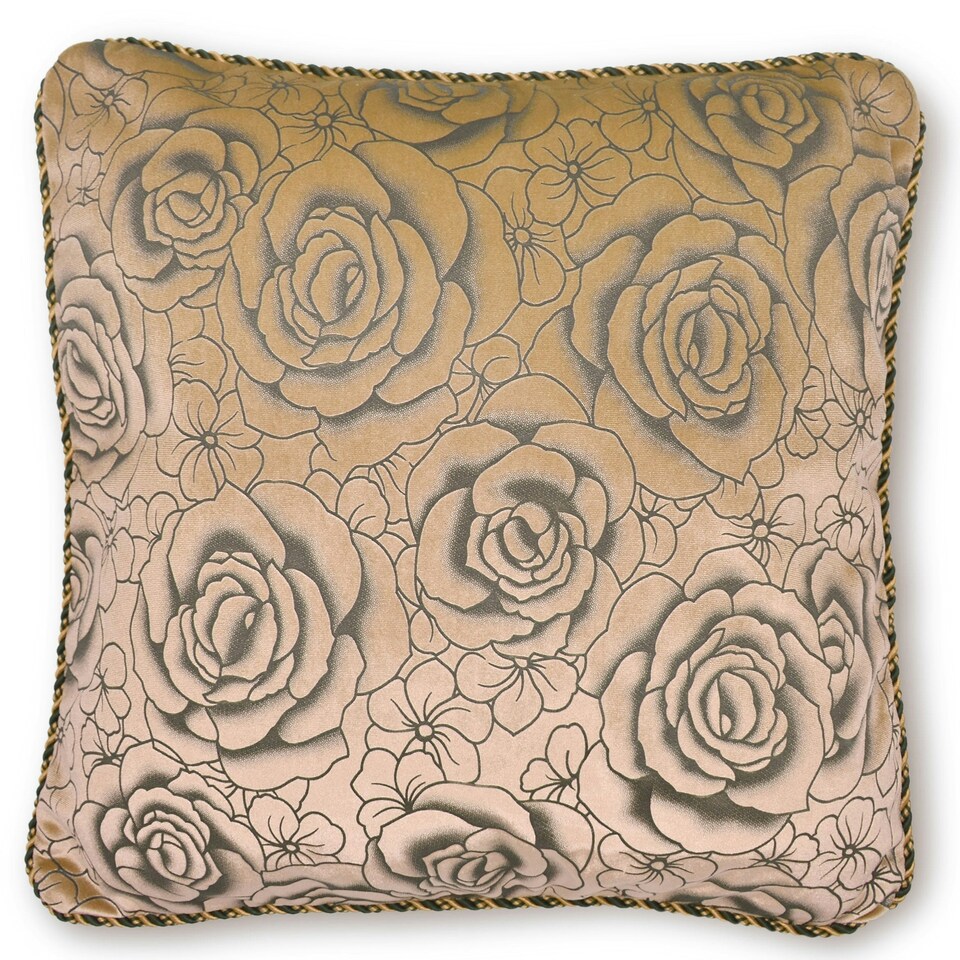 Flock Rose Cushion - 43cm x 43cm | Cream | Latte