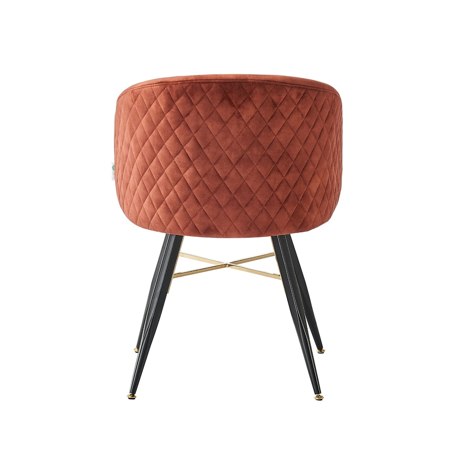 image 1 of Set of 4 Vittorio Velvet Dining Chairs with Black Metal Legs, Quilted Design Modern Accent Chair | Red