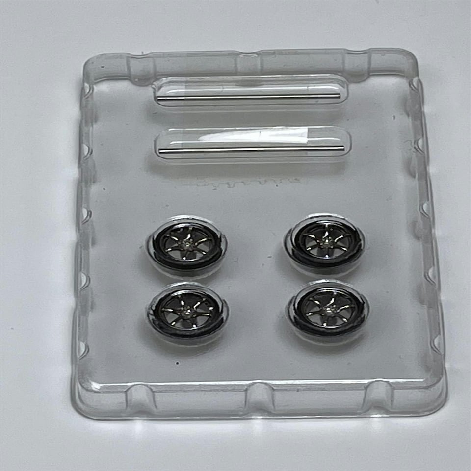 image 1 of BNDS Custom Wheel Parts Wheel and Tyre Set Black Chrome 1:64 MOT Hobby BC26404SBC