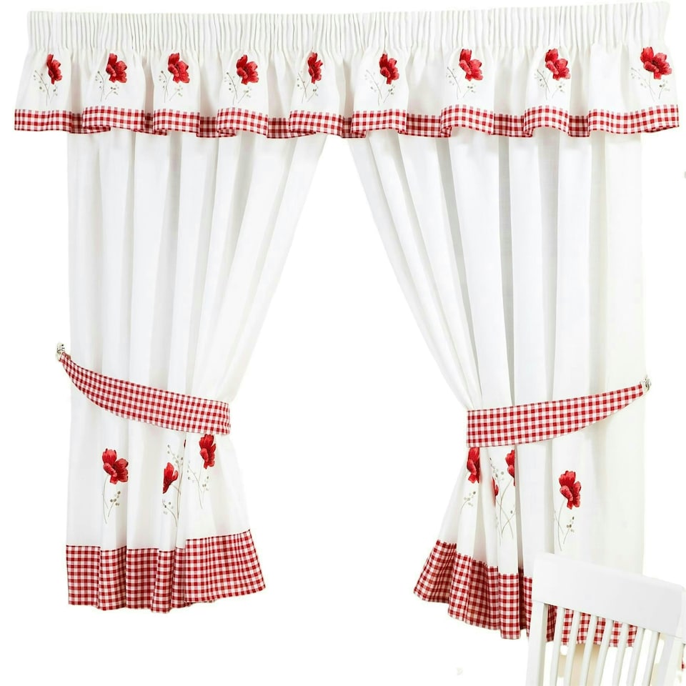 image 1 of Poppies Kitchen Curtains - 117cm x137cm