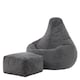 image 4 of Dalton Cord Adults Bean Bag Recliner and Pouffe, Ready Filled Beanbag and Footstool Grey | Grey | Charcoal Grey | 1