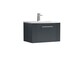 image 1 of Retro 1 Drawer Wall Hung Vanity Unit with Curved 1 Tap Hole Ceramic Basin - 600mm - Satin Dark Grey - Balterley Grey