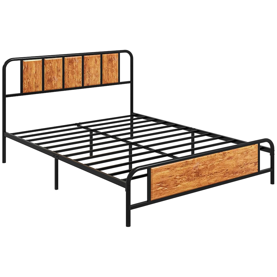 image 1 of HOMCOM King Size Bed Frame, Steel Base w/ Headboard, 160 x 207cm