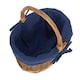 image 2 of Small Blue Lined Country Oval Wicker Shopping Basket | Blue | Navy Blue