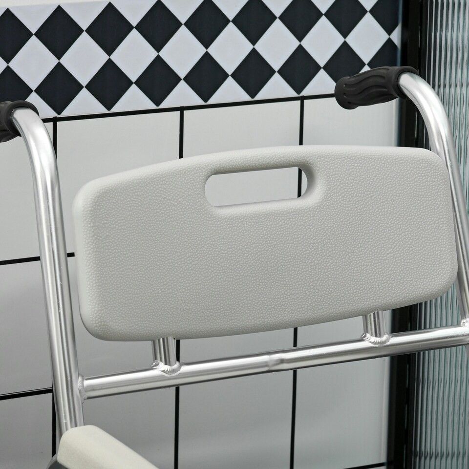 image 1 of HOMCOM Personal Mobility Assist Waterproof Shower Commode Wheelchair Grey Grey