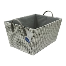 JVL Silva Rectangular Fabric Storage Box with Handles, Grey Grey