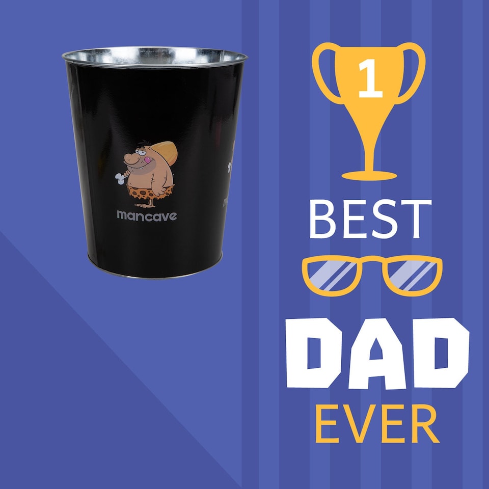 image 1 of PMS Man Cave Waste Bin Best Dad Ever Fathers Day Gift Black