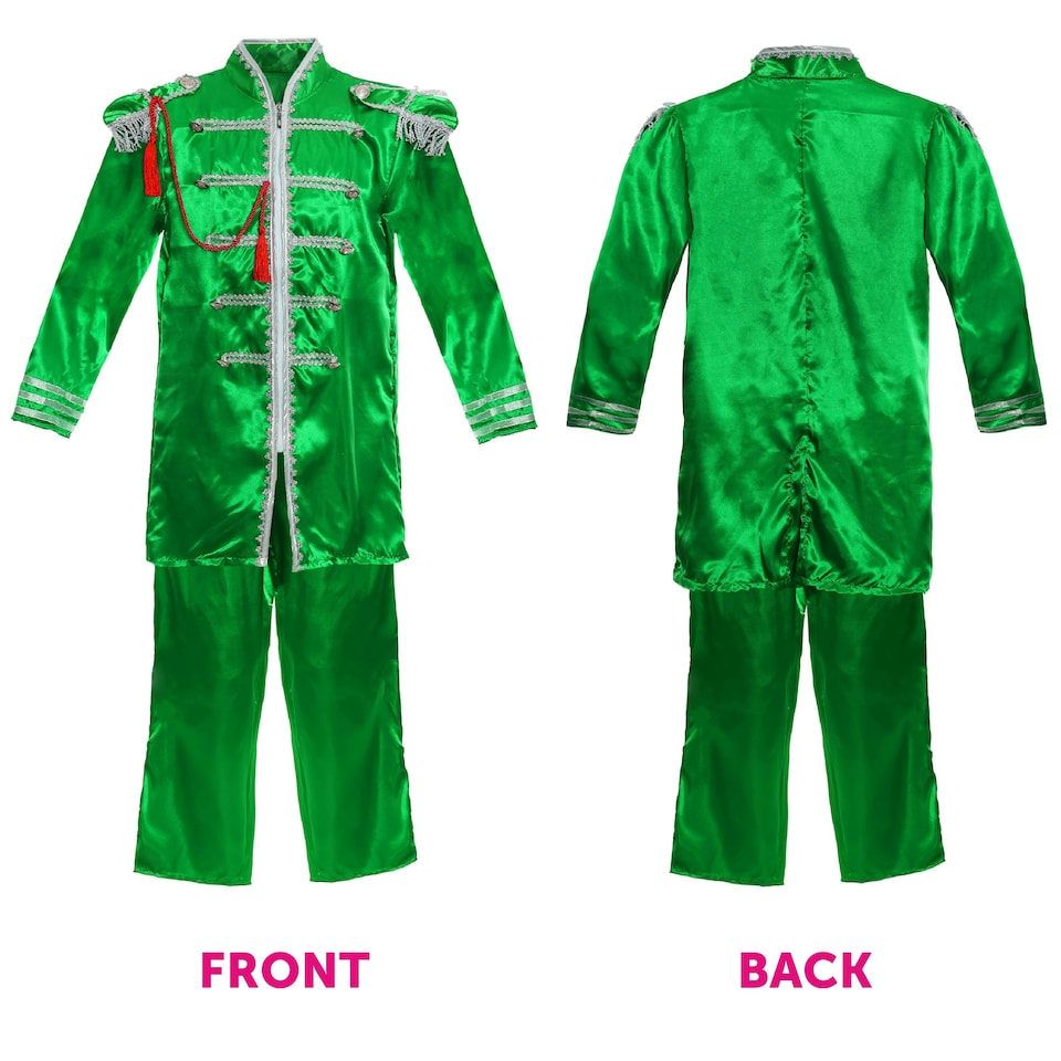 image 1 of Adults Green Sergeant Pepper Costume – 60s Fancy Dress Outfit | Green | XL