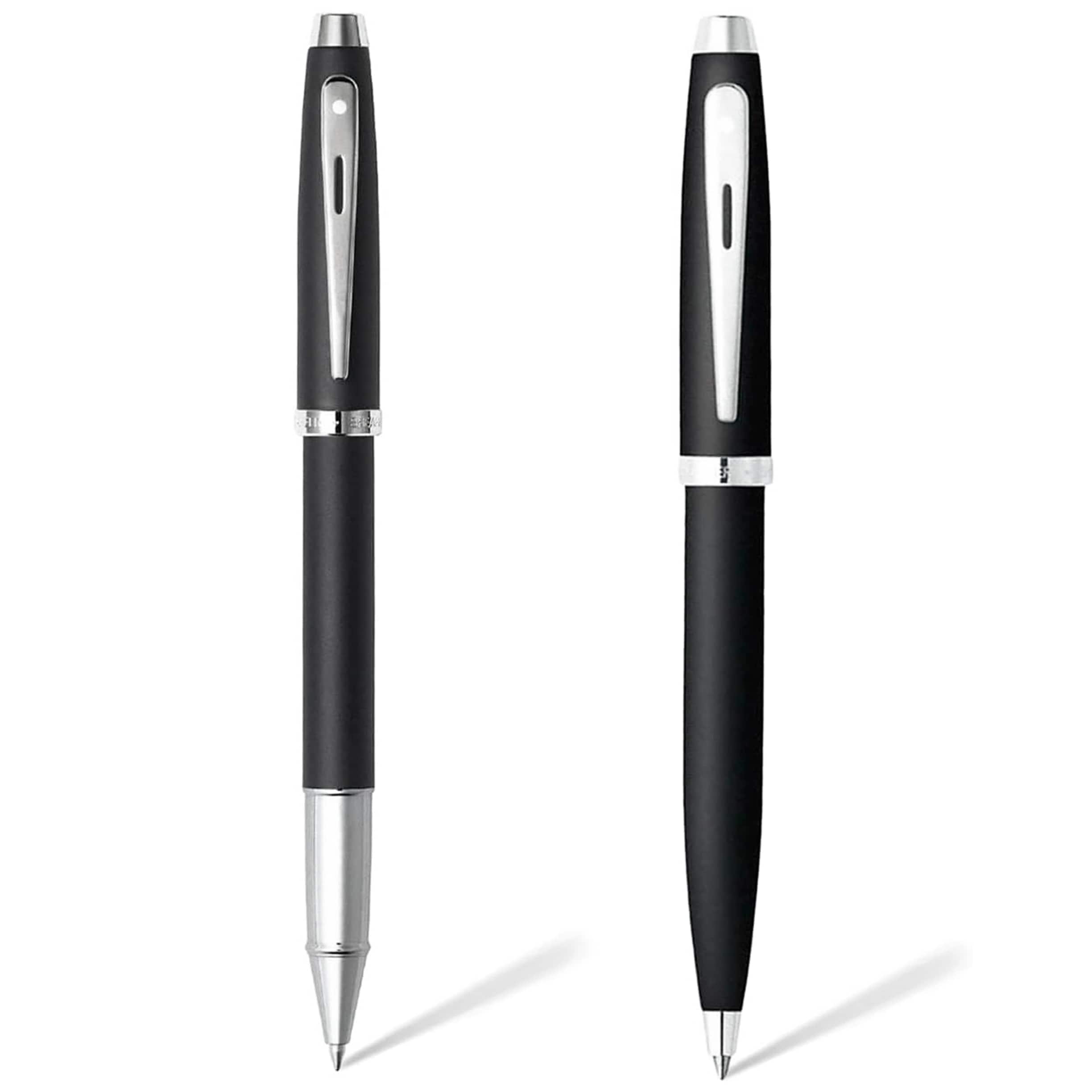 Sheaffer 100 Ballpoint Pen and Rollerball Pen Gift Set Matte Black with Chrome Trim