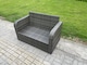 image 5 of Fimous Outdoor Rattan Garden Furniture Set 8 Seater Patio Love Sofa Set with Rectangular Dining Table 2 Small Footstool Dark Grey Mixed