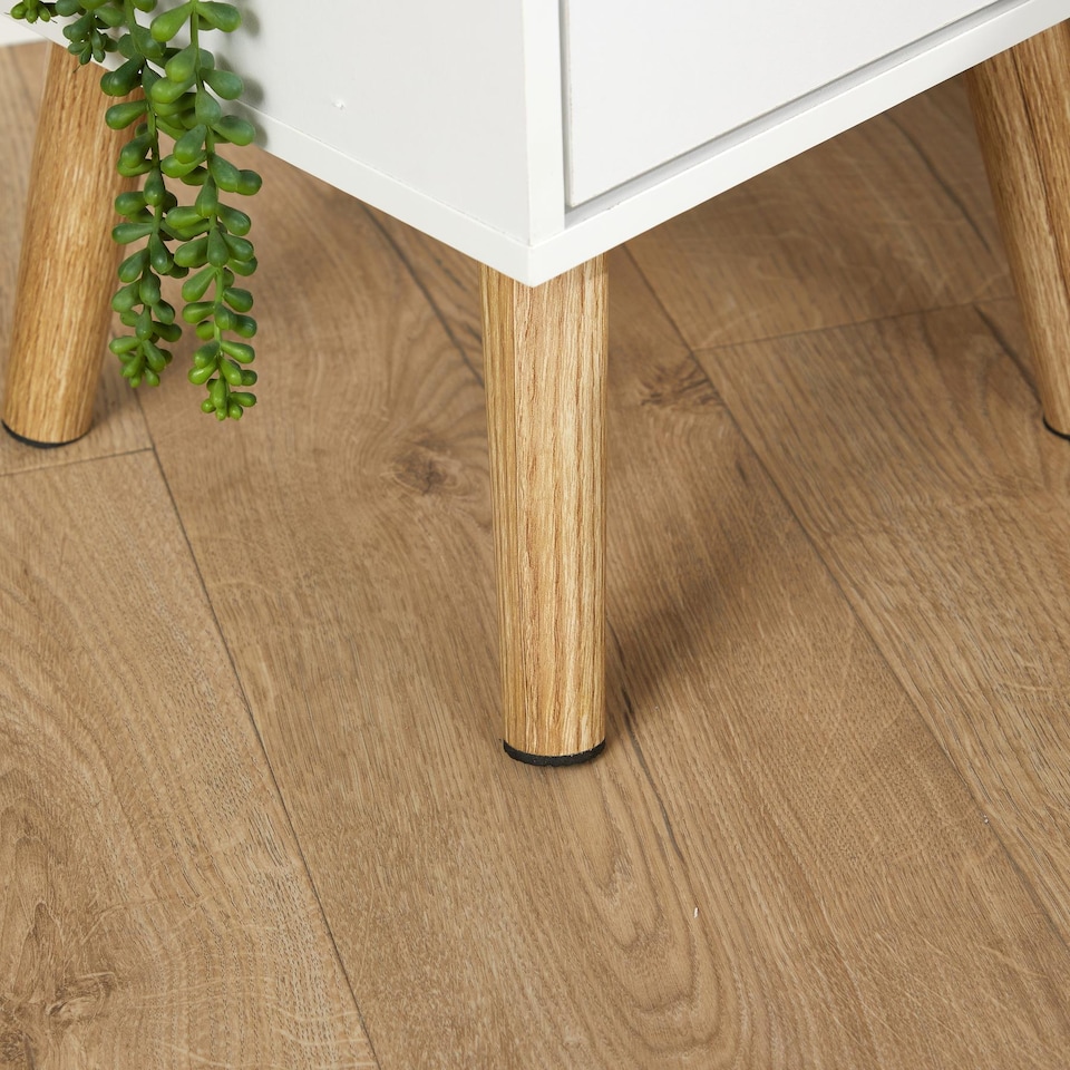 image 1 of Bedside Cabinet White 1 Drawer Bedroom Side Table For Storage Wooden Legs Modern