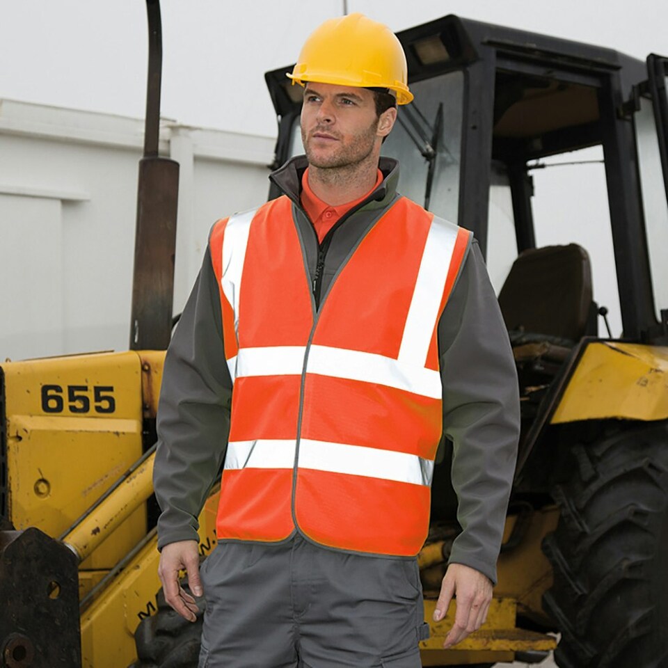 image 1 of Result Mens Core High-Visibility Safety Motorway Vest - Fluorescent Orange - L/XL