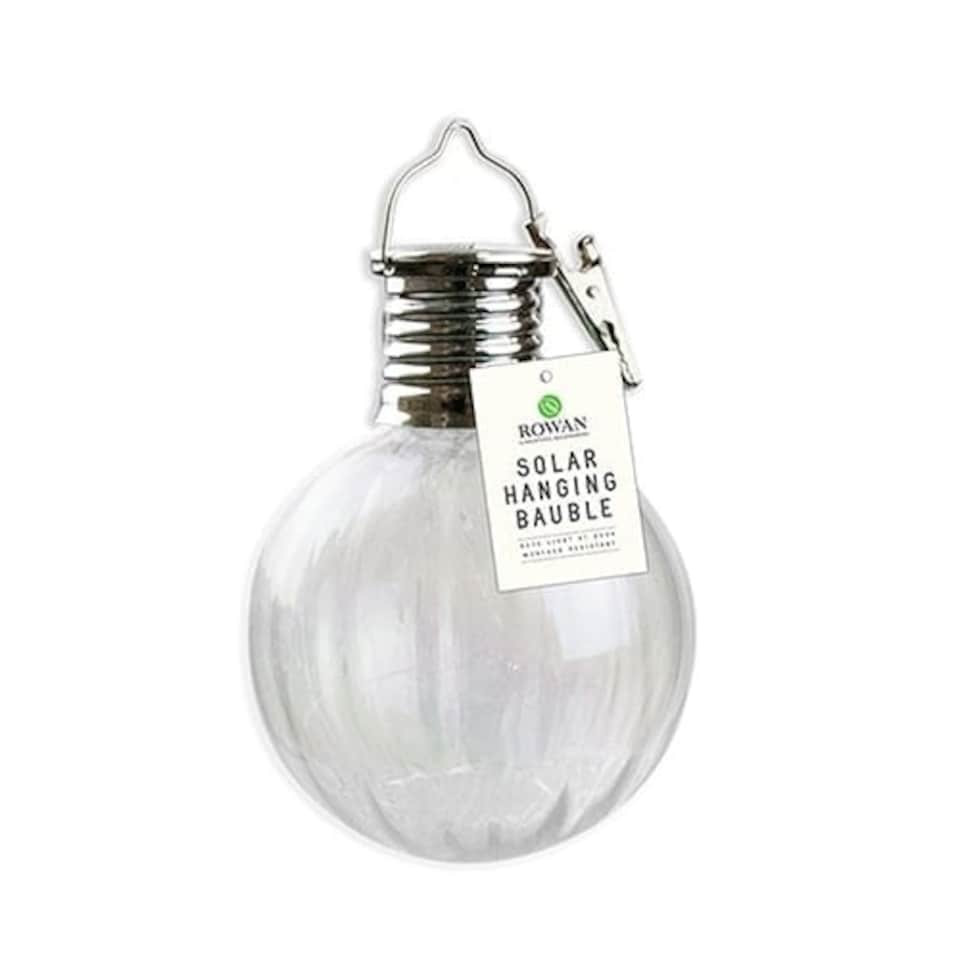 Iridescent Clear Solar Powered Hanging Bauble Light
