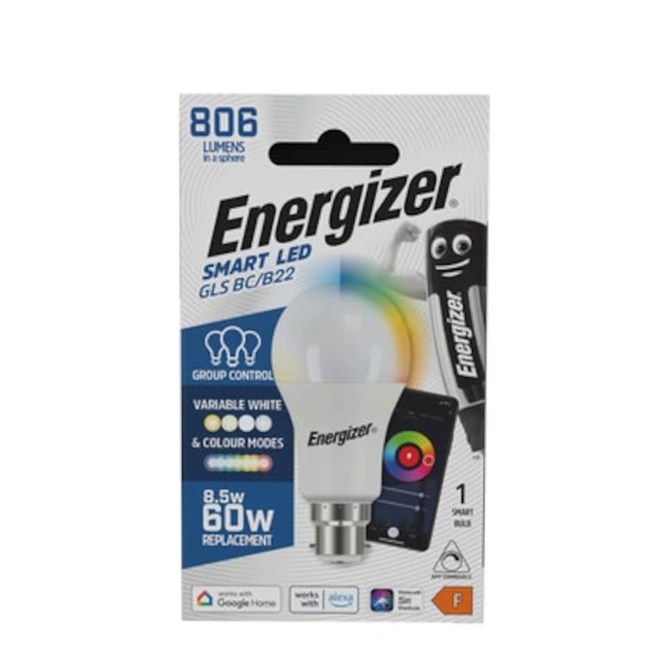 image 1 of Energizer Smart B22 (BC) GLS 8.5W Colour Changing Bulb 806lm - Box of 1