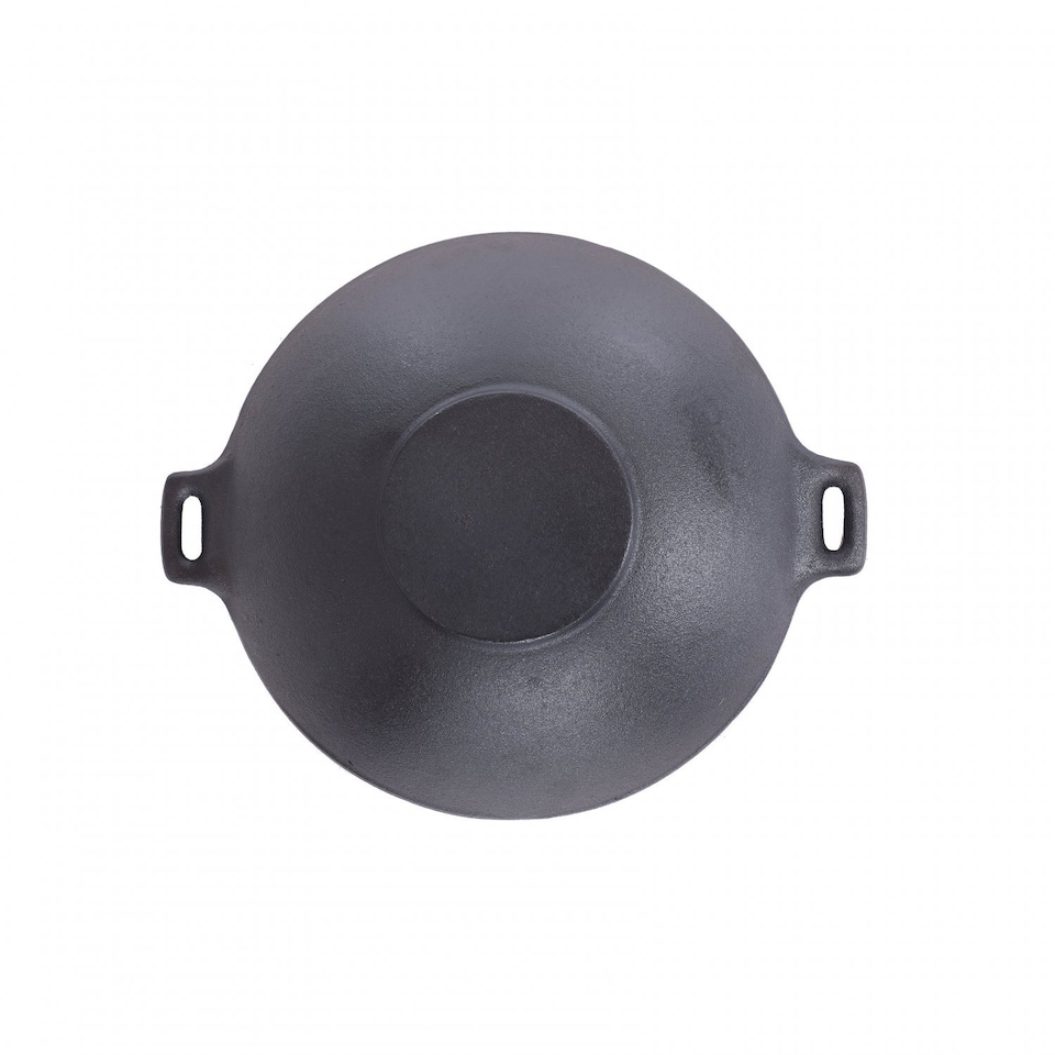 image 1 of 30cm Cast Iron Non Stick Wok Skillet Frying Cooking Pan