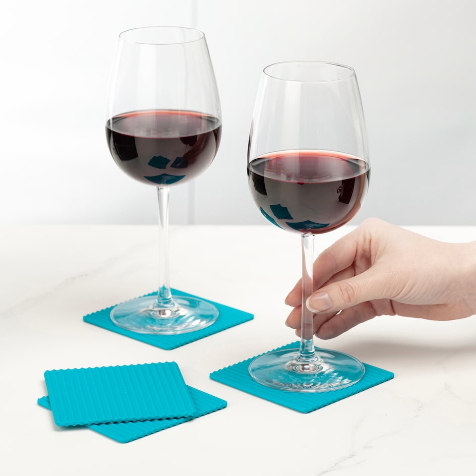 image 1 of Zeal Set of 4 Silicone Coasters Aqua