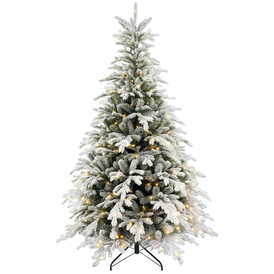 image 1 of HOMCOM 6 Ft Artificial Christmas Tree with Realistic Snow Branches, LED Lights