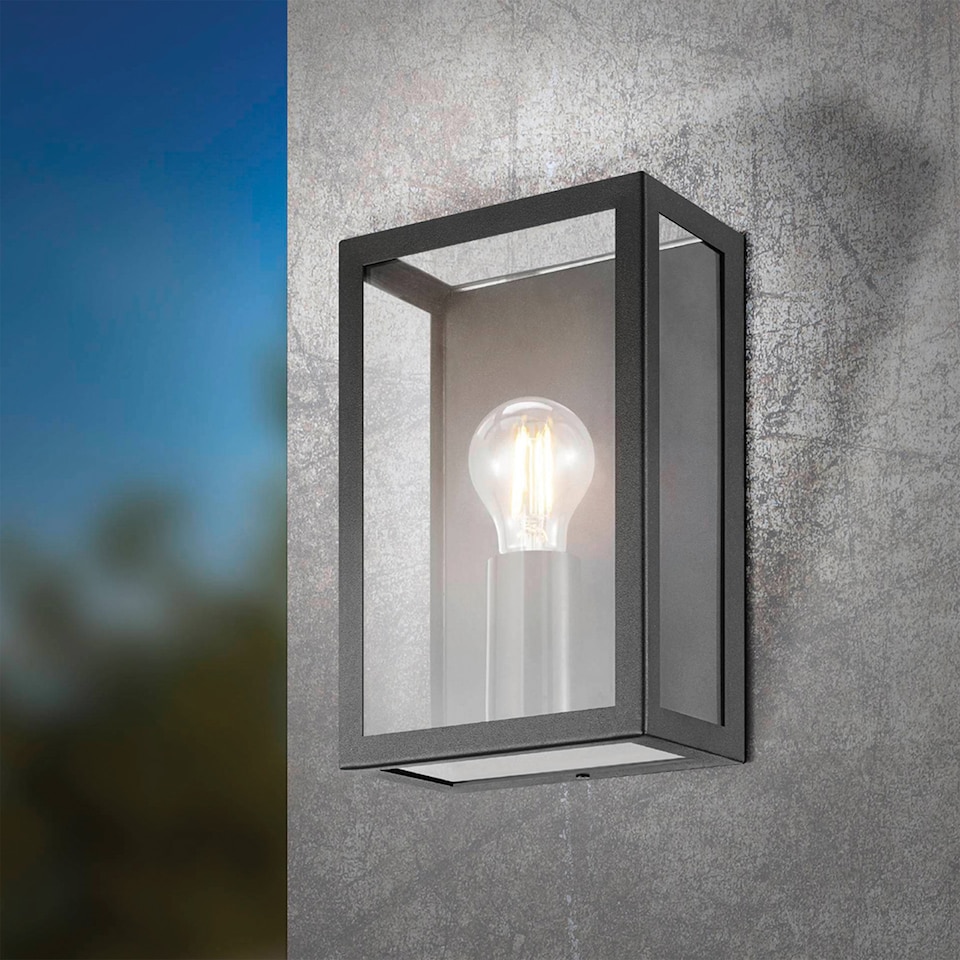 image 1 of EGLO Alamonte 1 Caged Industrial Outdoor Ceiling/Wall Light | Black