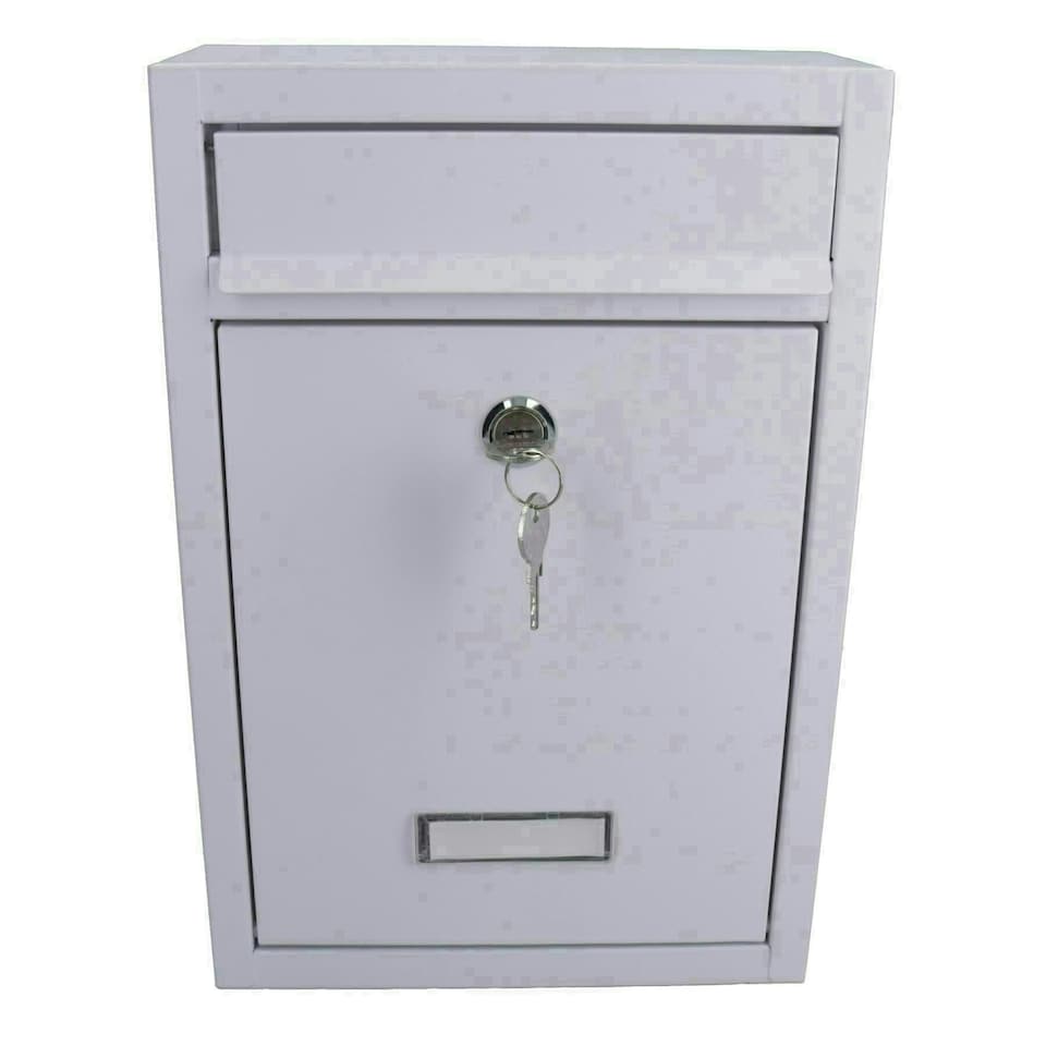 image 1 of White Modern Style Letter Post Mail Box Metal Wall Door Gate House Lockable White