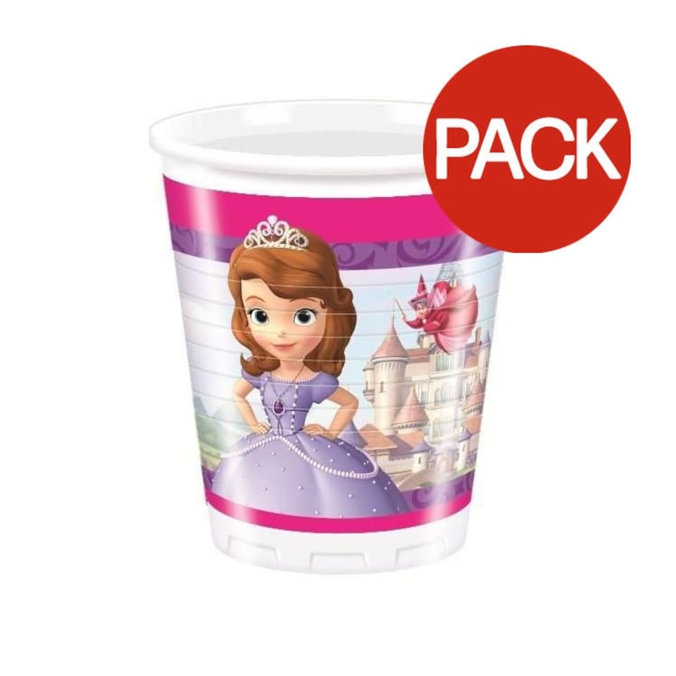 Sofia The First Plastic 200ml Party Cup (Pack of 8) - Pink/Purple - One Size
