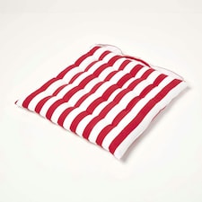 Homescapes Seat Pad Luxury Cotton Stripe Indoor Outdoor Garden Dining Cushion | Red | 40 x 40 cm | 1
