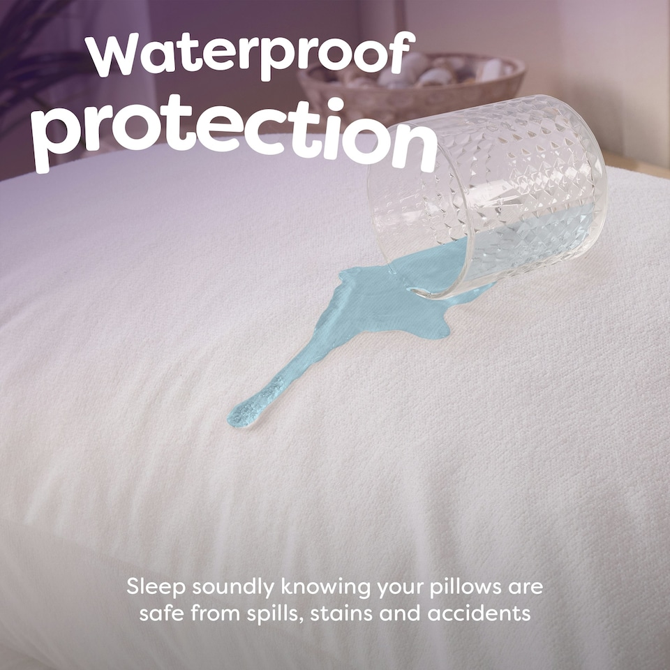image 1 of Slumberdown Waterproof Protect Pillow Protectors Cream | 4 Pack