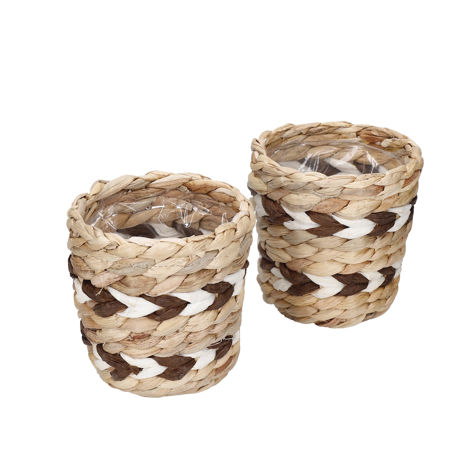 image 1 of KitchenCraft Water Hyacinth Planters, Set of 2, Striped Design