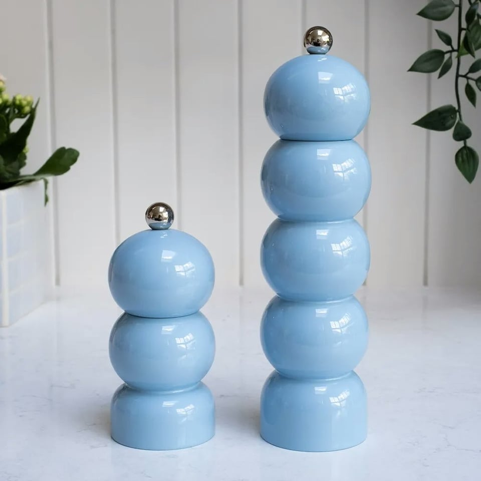 image 1 of Scandi Home Large Baby Blue Wooden Pepper Mill