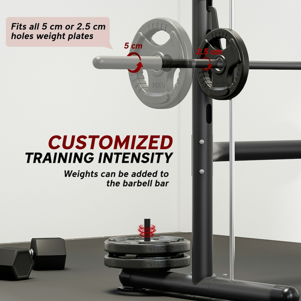 image 1 of HOMCOM Adjustable Squat Rack with Pull Up Bar and Barbell Bar for Home Gym
