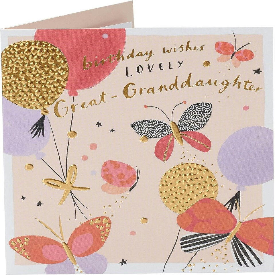 image 1 of Balloons & Butterflies Design Great-Granddaughter Birthday Card