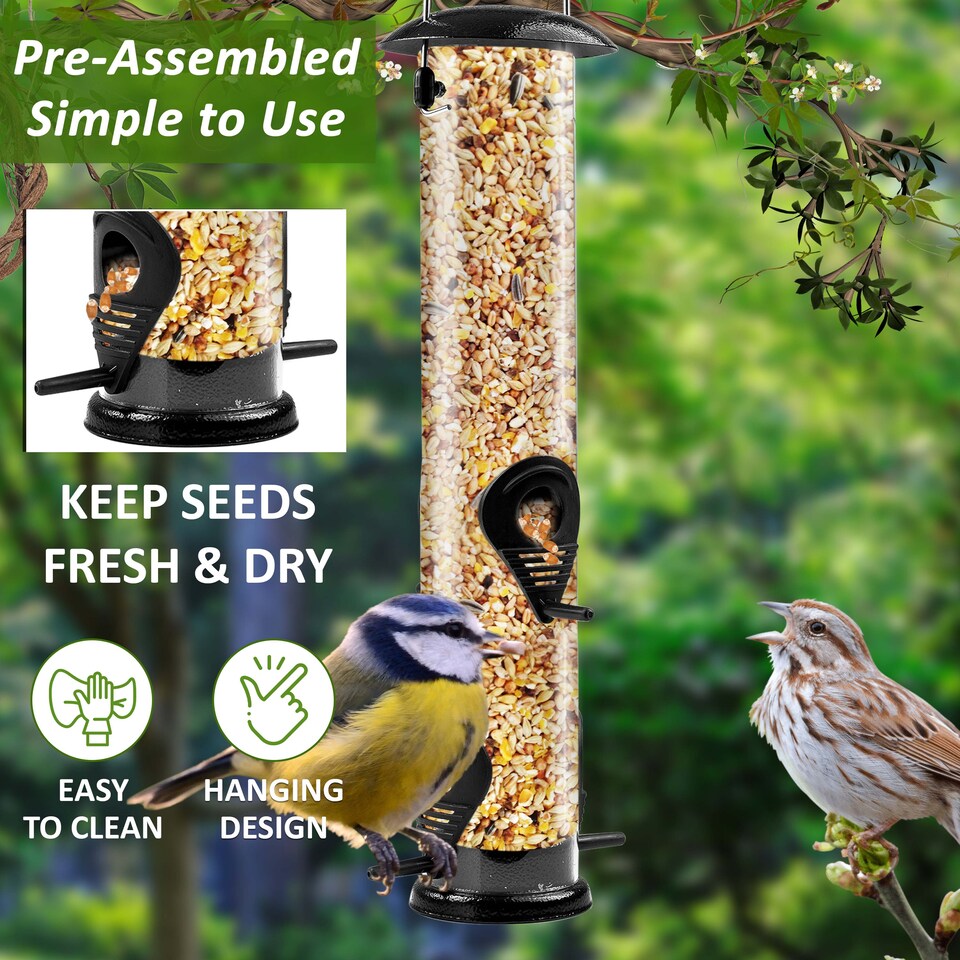 image 1 of Large Hanging Garden Bird Seed Feeder for Garden Song Wild Birds