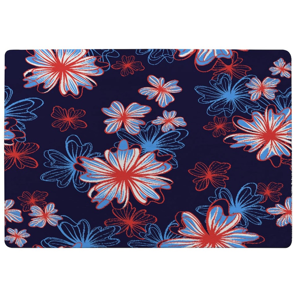 image 1 of Red, White & Blue Flower Print (Rug) Multi | Small: 60x110cm