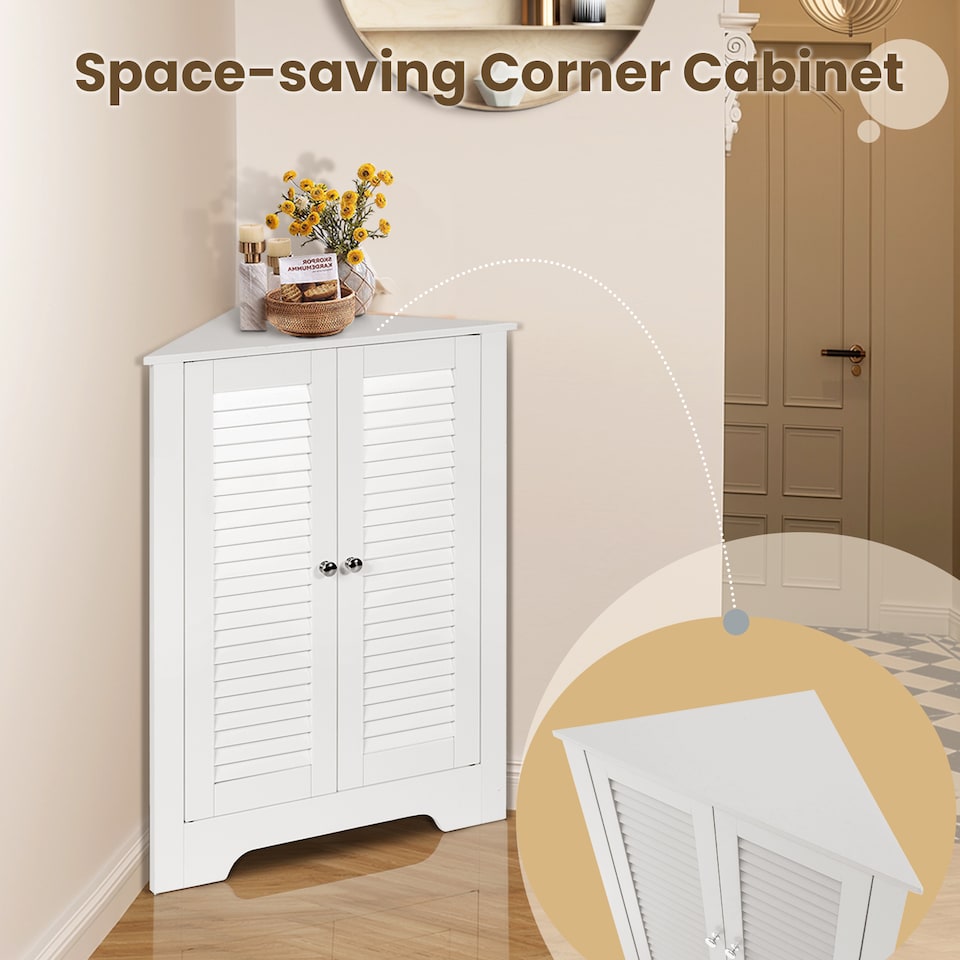 image 1 of COSTWAY Corner Bathroom Storage Cabinet Display Unit