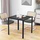 image 5 of HOMCOM Modern Square Dining Table with Tempered Glass Top Metal Legs | Black | Black | 75cm x 75cm x 75cm