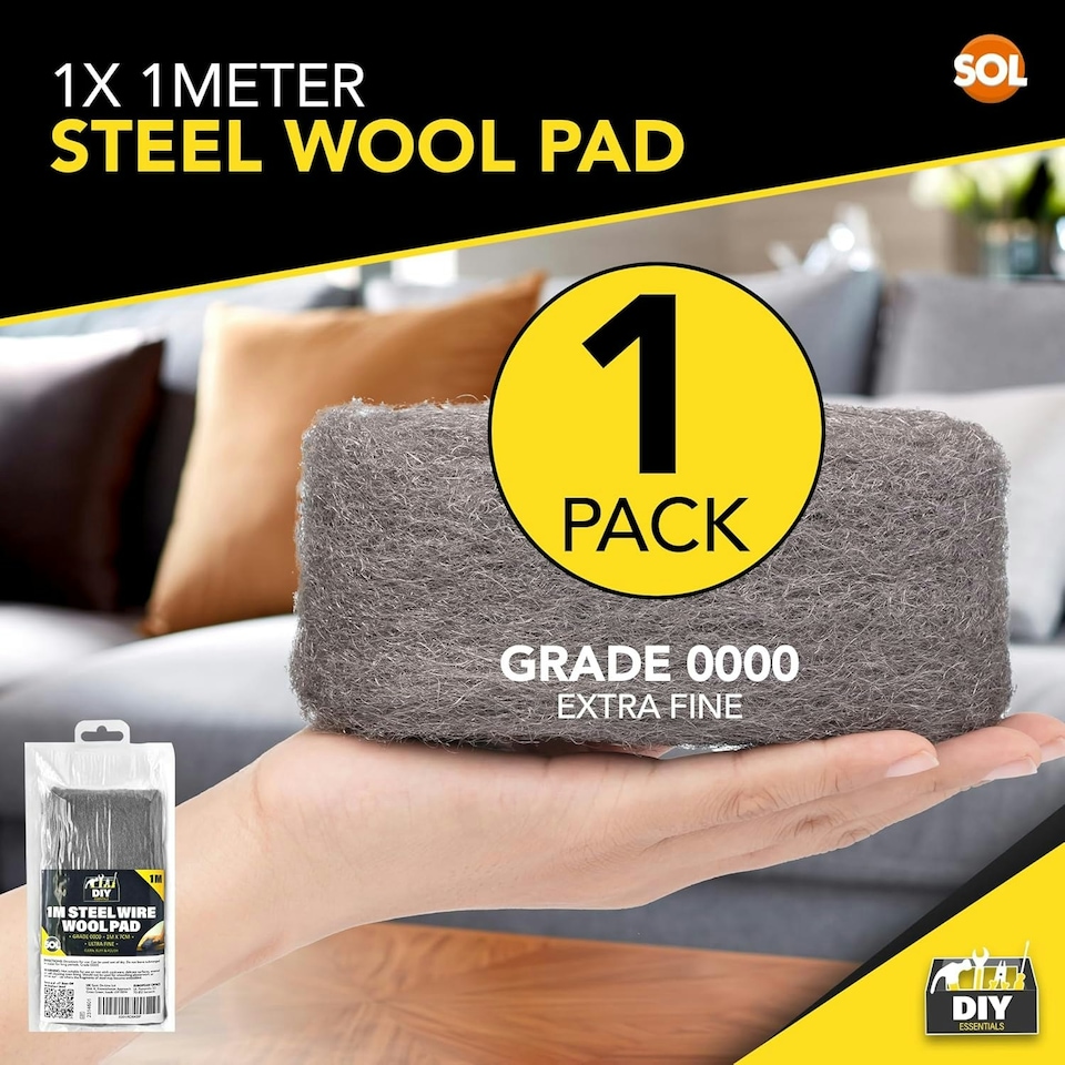 image 1 of SOL 1 Meter Steel Wire Wool Pad - 1m Long x 7cm Wide - Grade 0000 - Steel Wool