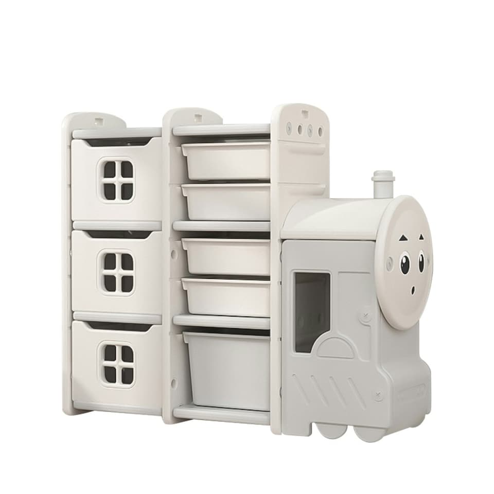 image 1 of Living and HomeTrain-Shaped Toy Storage Rack with Drawers - 96*33*85cm