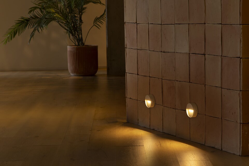 image 1 of Dune Round LED Outdoor Flush Wall Lamp Matt White IP65 CCT 2200-4000K