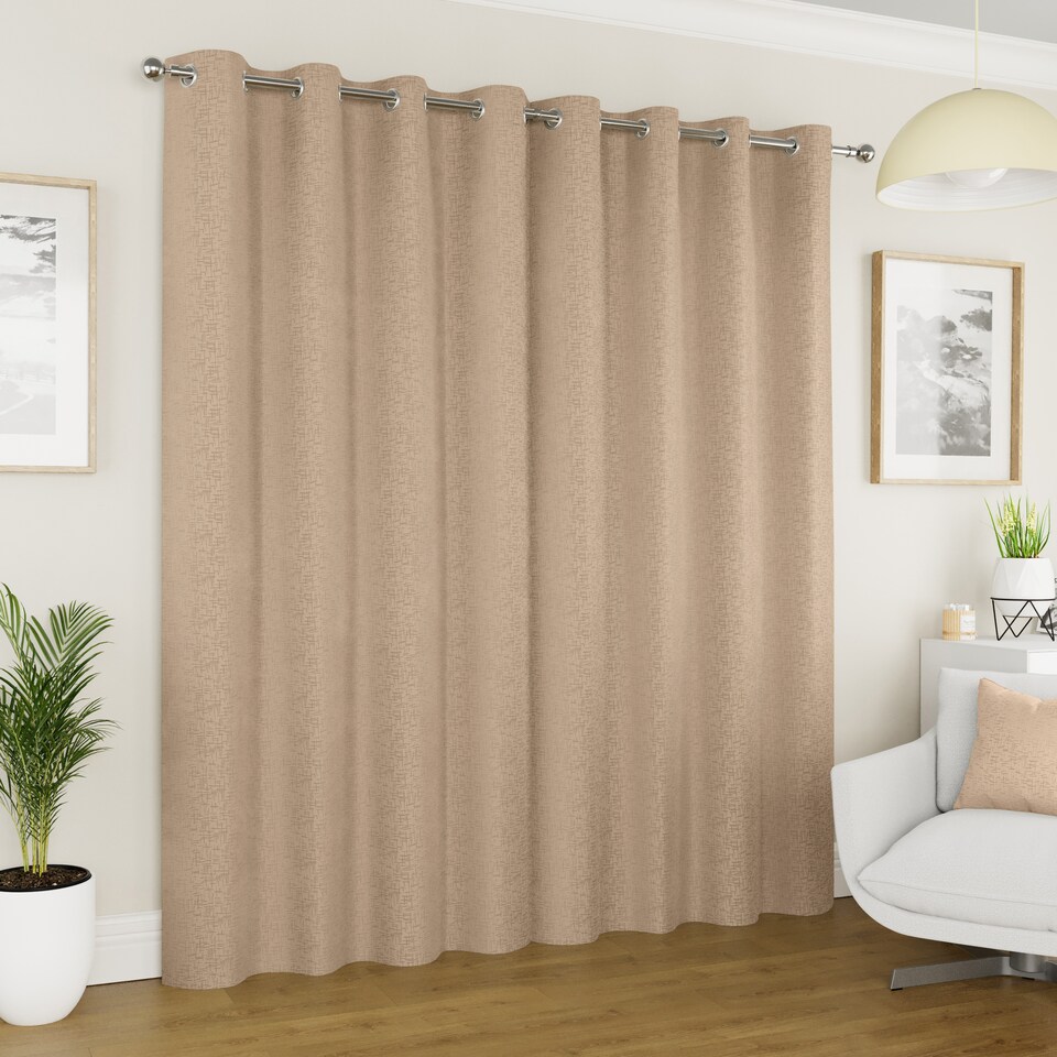 image 1 of Enhanced Living Vogue Latte Natural 66 x 90 inch (168x229cm) Eyelet Thermal Noise reducing Dim Out Curtains (PAIR)