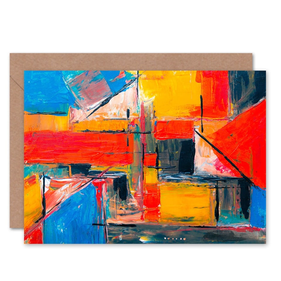 image 1 of Abstract Expressionism Geometric Oil Painting Greeting Card