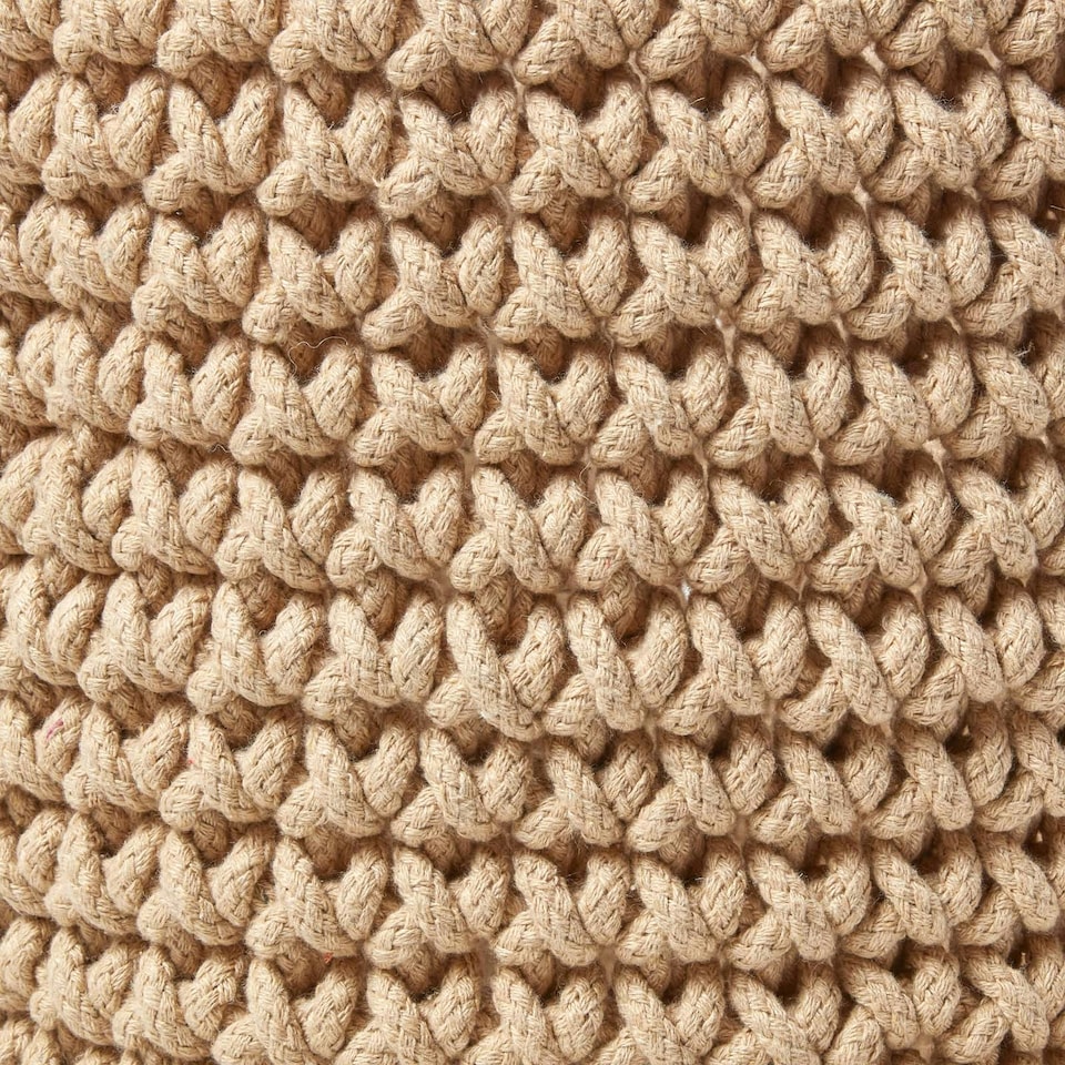 image 1 of Homescapes Linen Cotton Knitted Round Storage Basket - 42 x 37 cm Cream | L