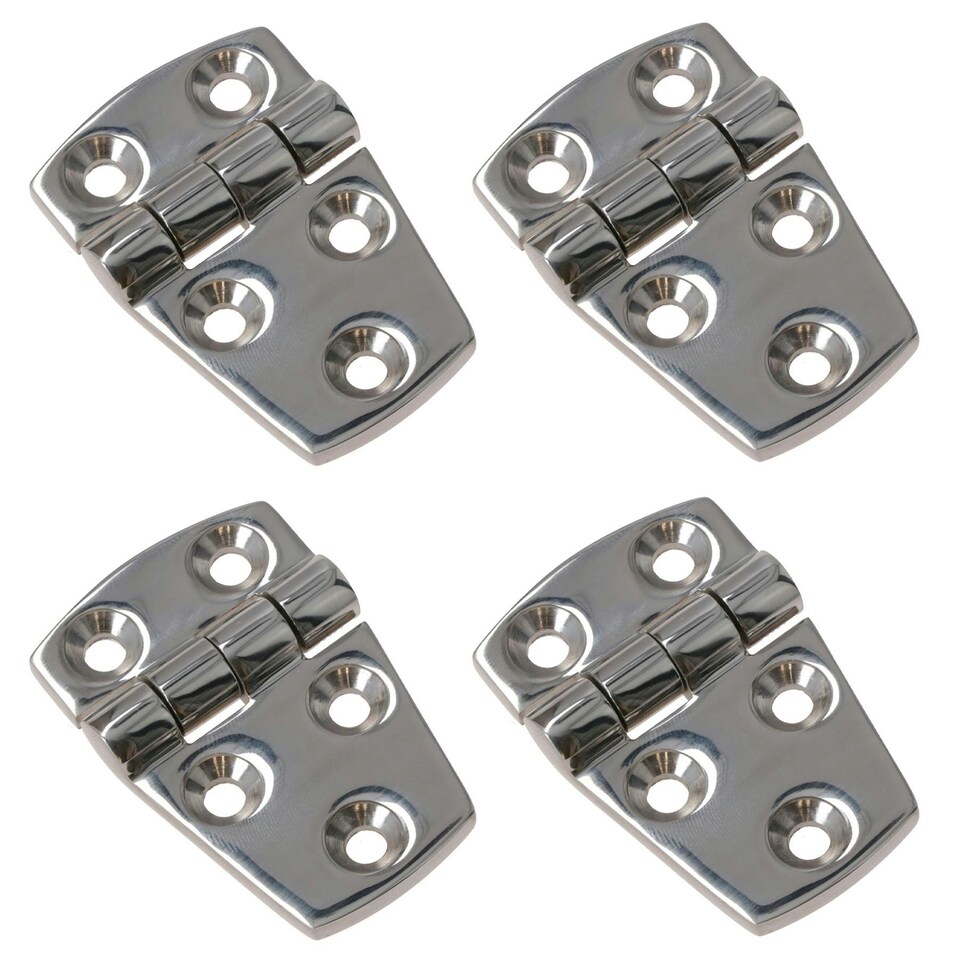image 1 of Polished Door Hinge 4 Pack Stainless Steel 56mm x 38mm 316 Marine Cabin Hatch Silver