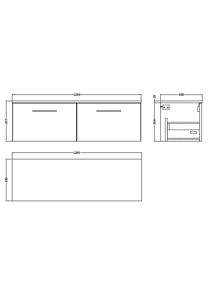 image 1 of Level 1200 mm Wall Hung 2 Drawer Vanity Unit & Worktop - Satin Green