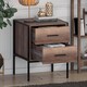 image 2 of FWStyle Loft Industrial 2 Drawer Bedside Table Wood Effect Black Metal Frame