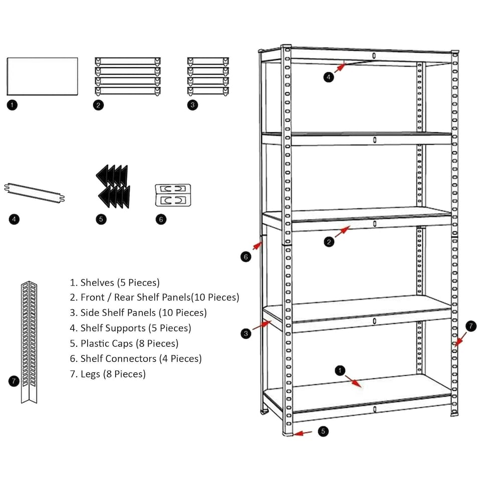 image 1 of Home Vida 5 Tier Garage Shelf Heavy Duty Boltless Shelving Storage Unit, Large, Blue