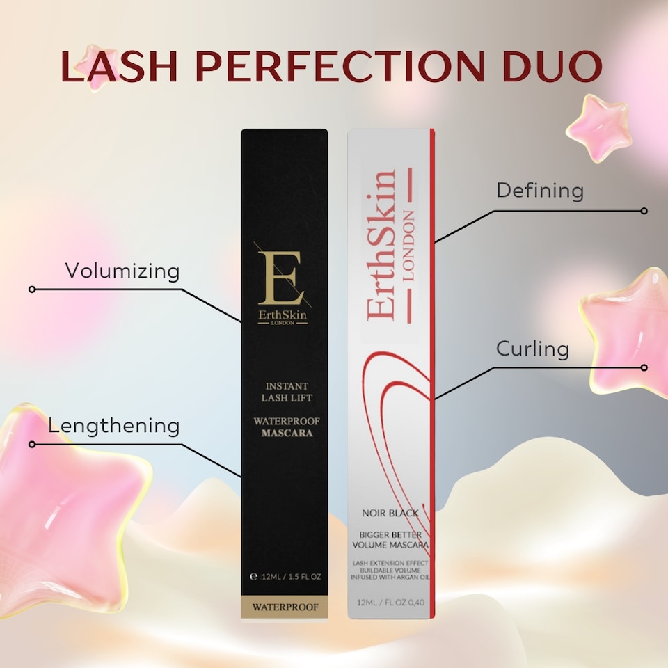 image 1 of Erth Skin London Waterproof Lash Lift Mascara 12ml + Better Bigger Volume Mascara 12ml