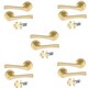 image 1 of Golden Grace 5 Pairs Wave Design Door Handles on Round Rose in Electro Brass Finish with 2.5" Tubular Latch - 52mm Diameter Gold
