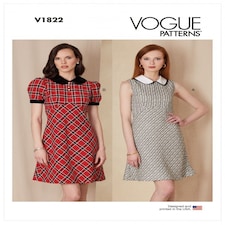 Vogue 1822 Paper Sewing Pattern – Women’s Dress, Size B5 (8–10–12–14–16), Easy